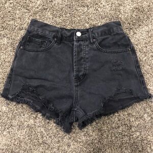 Pacsun Vintage High Rise Black Distressed Women’s Denim Jean Shorts Size 24
